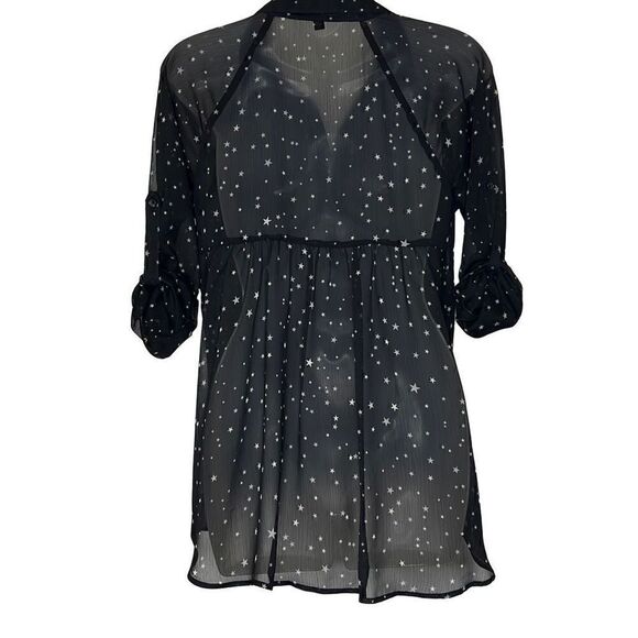 Express Button Down Sheer Stary Night Shirt XS - Picture 3 of 7